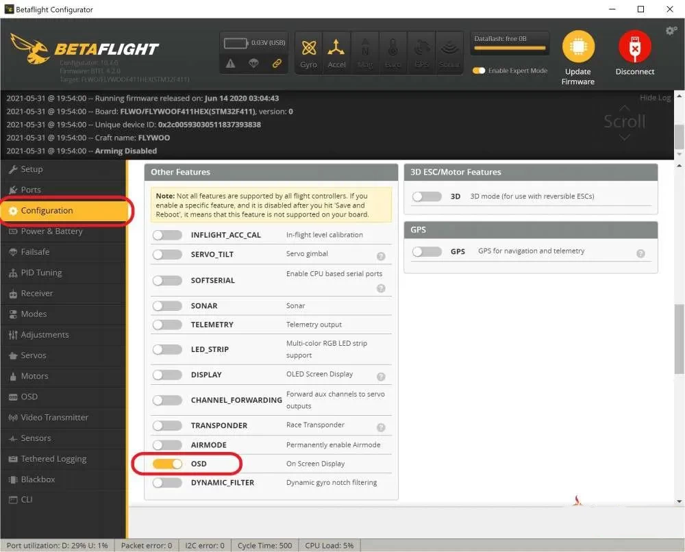 Топ-10 распространенных ошибок, которые делают начинающие пилоты FPV-дронов: совершенствуем навыки и повышаем безопасность 13 betaflight configurator configuration osd feature.jpg